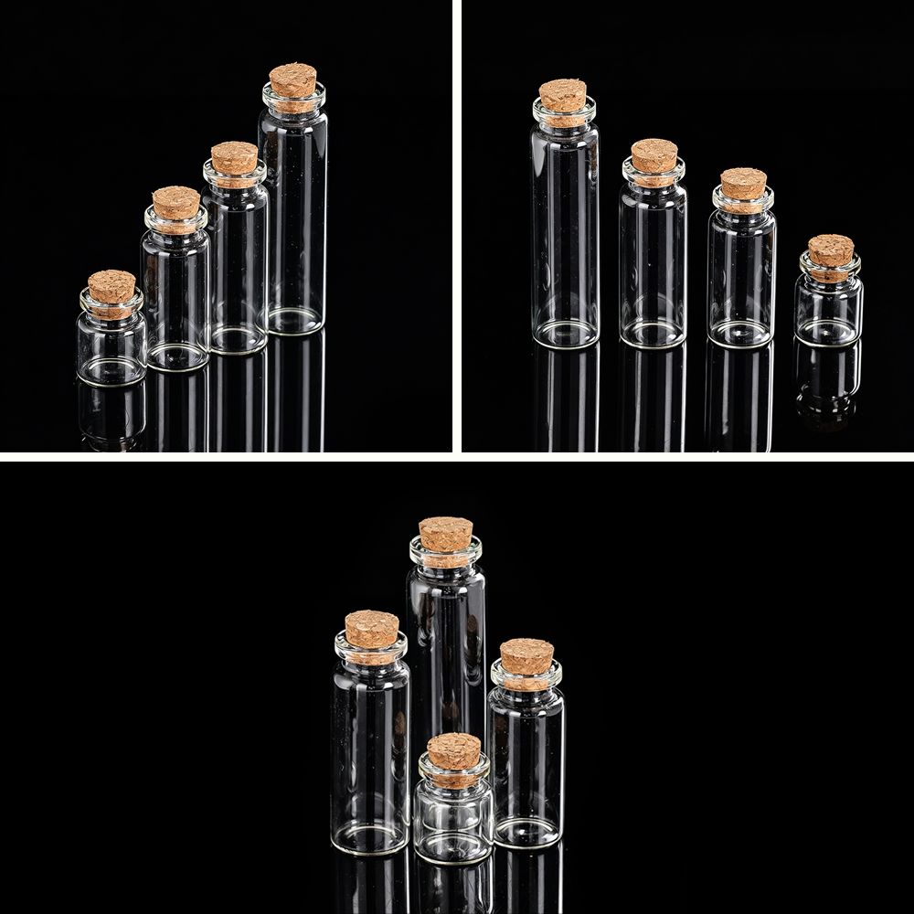 Bottle Stopper Set - ガラスコルク栓付きボトルセット メッセージインアボトル スパイスジャー キッチン収納ディスペンシング容器 DIYクラフトギフト ウェディングデコレーション