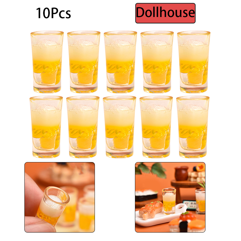 Wine Beer Drink - 10 個ミニチュアおもちゃキッチンビール飲料カップマグアクセサリードリンクモデルおもちゃワインマグおもちゃドールハウスの装飾