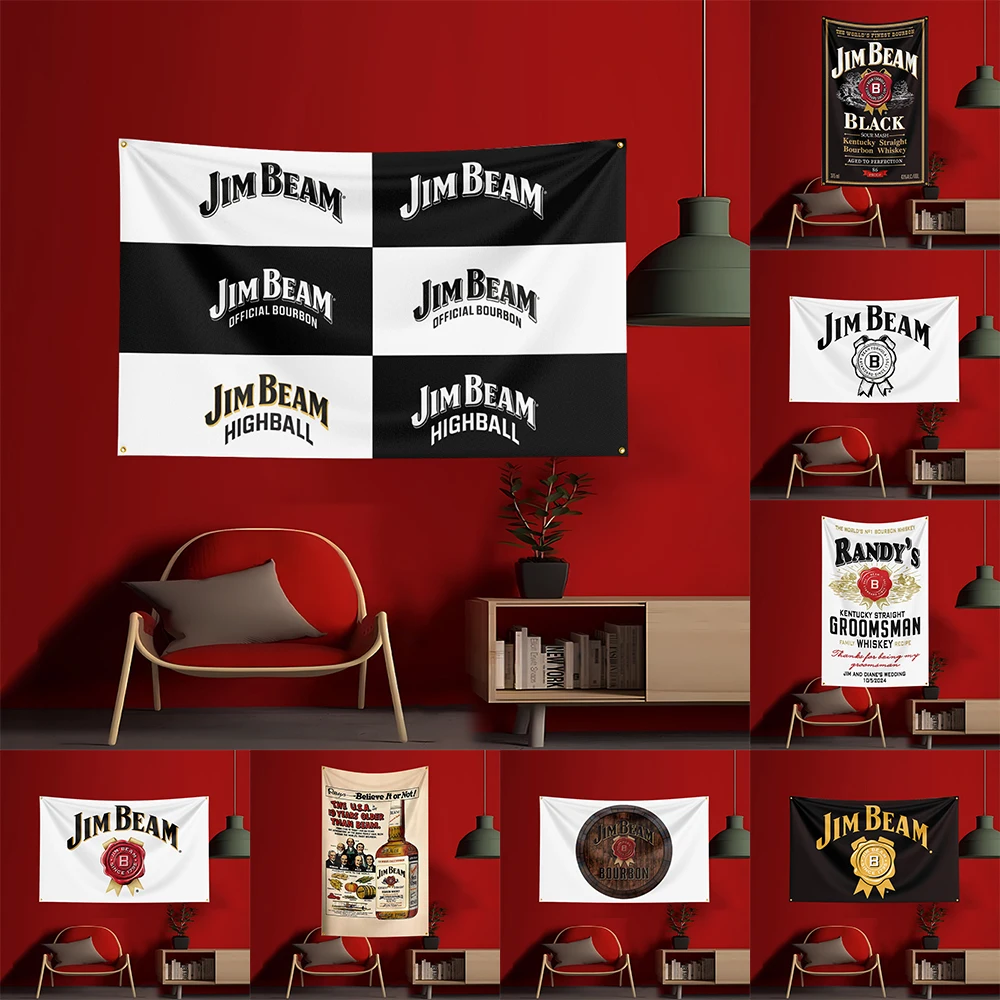 Wine Beer Rum - 90X150CM ウイスキー-J-jim ビームス旗 ポリエステル製プリントアルコールワインバナー 装飾用ガーデン飲料ラムビール旗