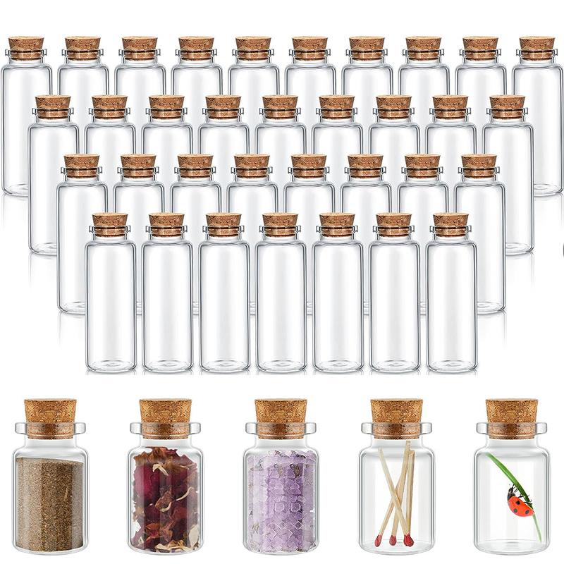 Bottle Stopper Set - 10個の小さなガラス瓶,透明なコルクストッパー付き,ミニウェディングジャー,0.5-5ml,メッセージ,容器,ジュエリー,スペル