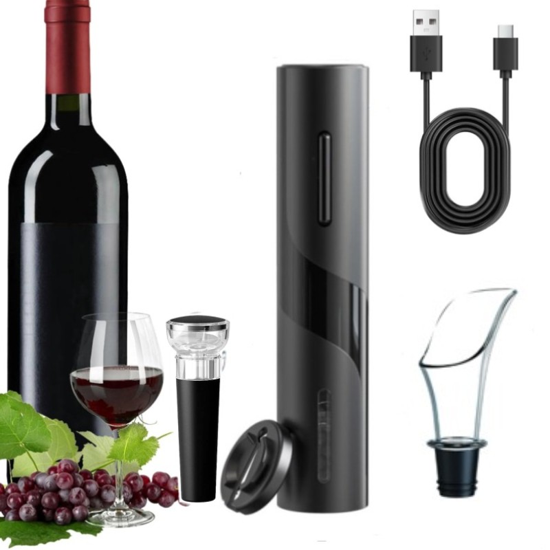 Bottle Stopper Set - 充電式多機能電動自動コークスクリューワインオープナーセットワインストッパーワインビールキャップオープナーキッチンアクセサリー