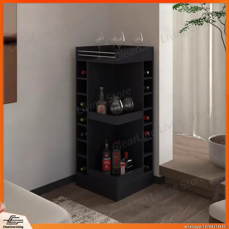 黒色のコーナーバーキャビネット、ワインラック付き、ウイスキー - Wine Beer Rum のレビューと価格