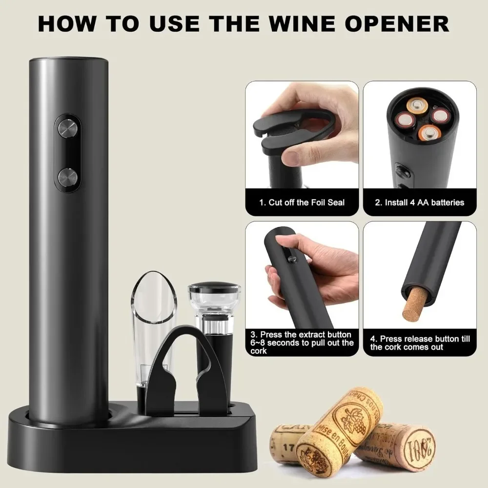 電動ワインオープナーセット 電動ワインボトルオープナー 収納 - Bottle Stopper Set のレビューと価格