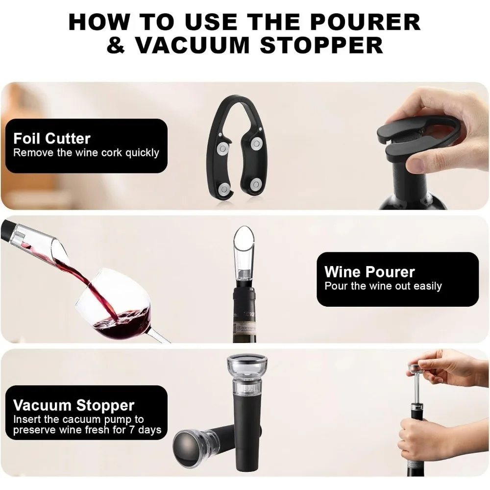 電動ワインオープナーセット 電動ワインボトルオープナー 収納 - Bottle Stopper Set のレビューと価格