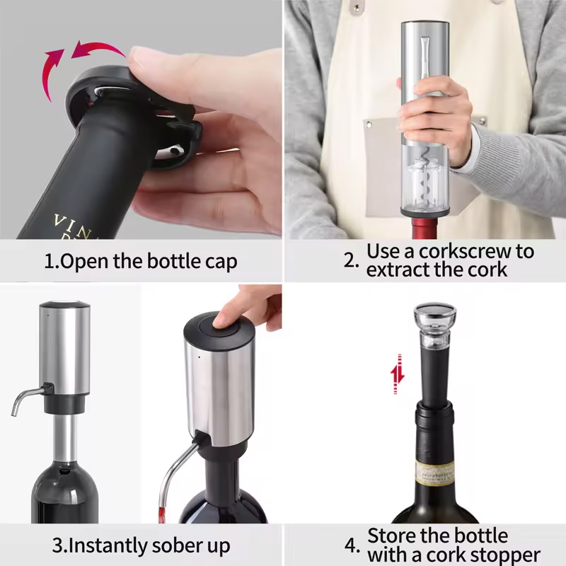 2024 新デザイン 4-in-1 リチウム充電式電気ボトル - Bottle Stopper Set のレビューと価格