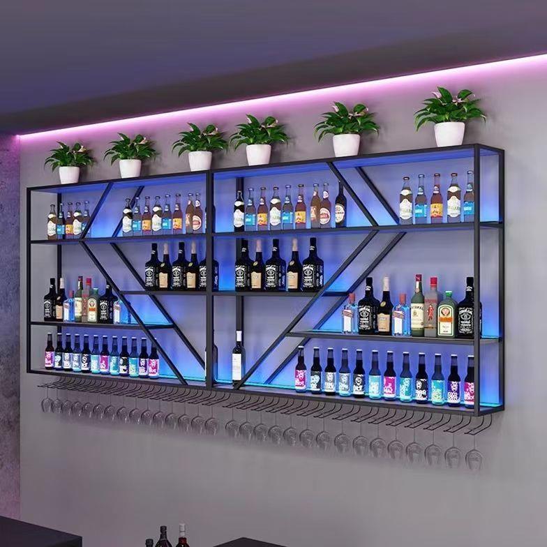 壁掛けワインラック壁発光棚クリエイティブ白酒キャビネットレス - Wine Beer Restaurant のレビューと価格