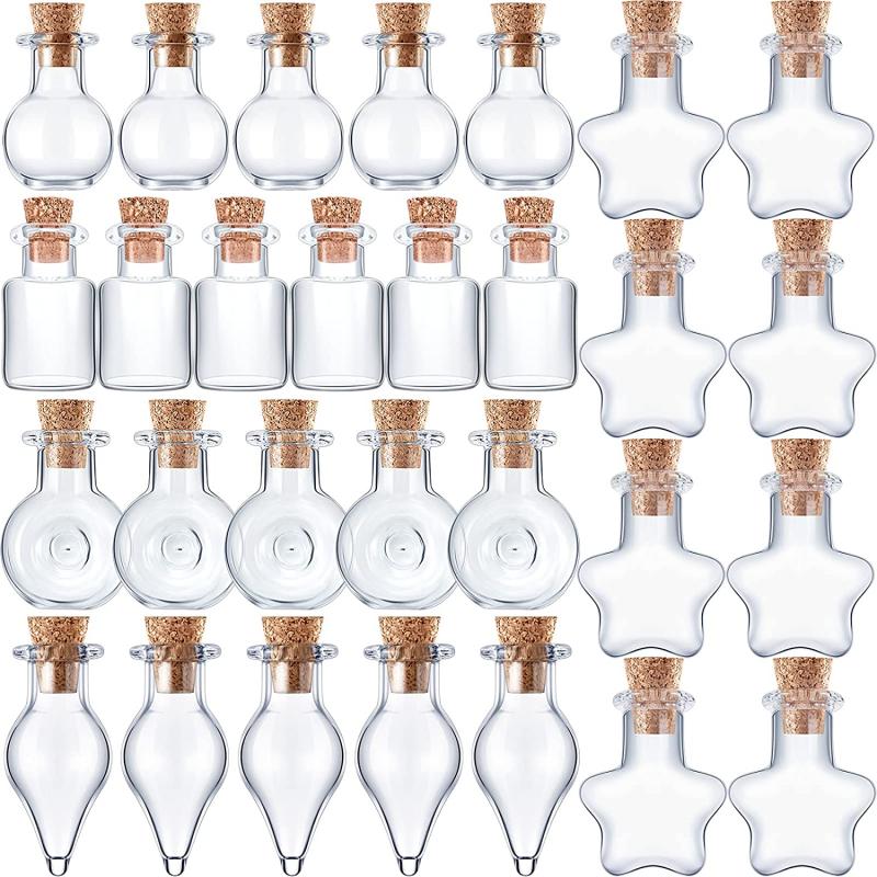 10個の小さなガラス瓶,透明なコルクストッパー付き,ミニウェ - Bottle Stopper Set のレビューと価格