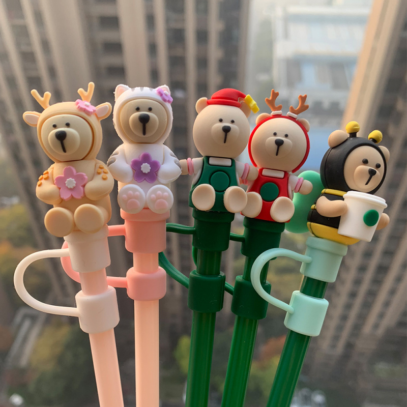 クリエイティブシリコーンストローストッパー再利用可能な防塵キ - Bottle Stopper Set のレビューと価格