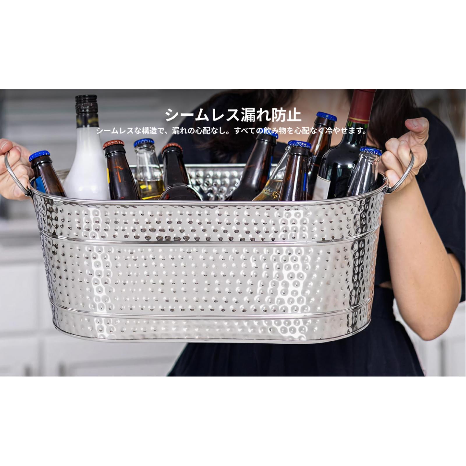 2個セット 亜鉛メッキ楕円形飲料タブ アイスバケツ キャリー - Wine Beer Restaurant のレビューと価格