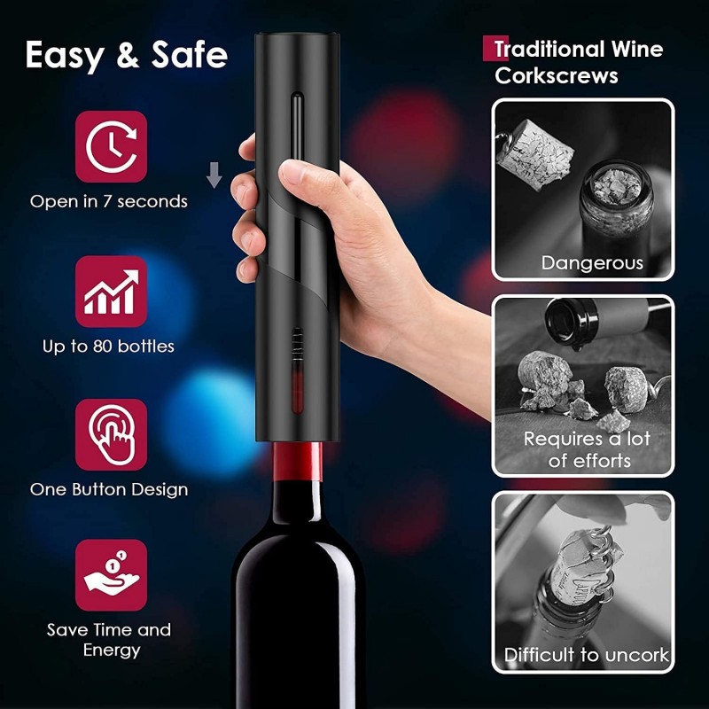 充電式多機能電動自動コークスクリューワインオープナーセットワ - Bottle Stopper Set のレビューと価格