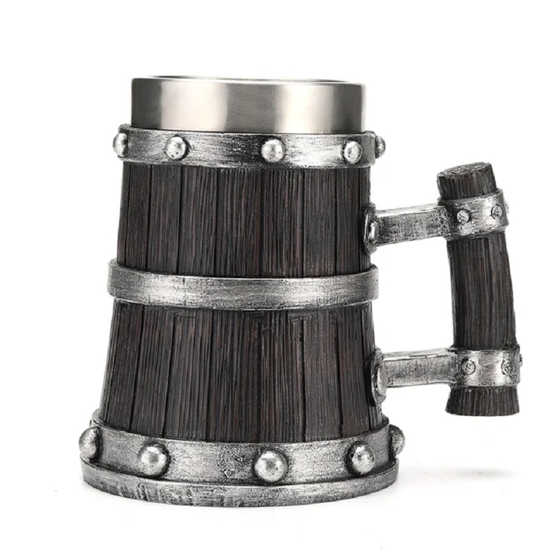 バイキングウッドスタイルビールマグ600ml 3D樹脂コーヒ - Wine Beer Europe のレビューと価格