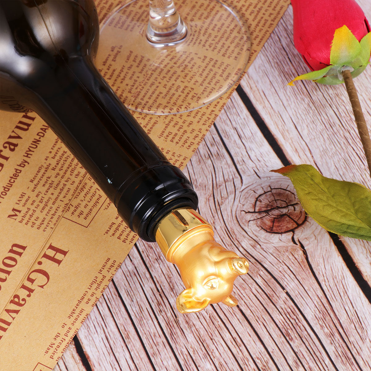 1 個クリエイティブ豚ワインストッパー合金ボトルプラグ気密シ - Wine Beer Restaurant のレビューと価格