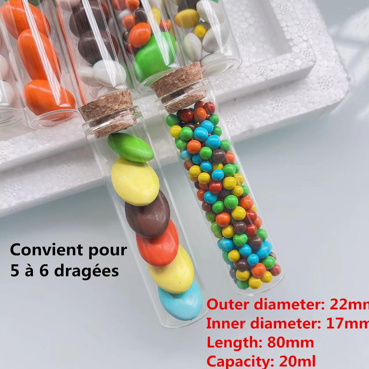50ピース/ロットガラスボトル22*80ミリメートル試験管コ - Bottle Stopper Set のレビューと価格
