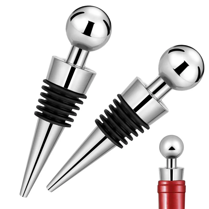 2 ピース/セットシルバーボトルストッパーラウンドボール形状 - Bottle Stopper Set のレビューと価格