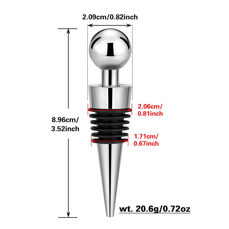 2 ピース/セットシルバーボトルストッパーラウンドボール形状 - Bottle Stopper Set のレビューと価格